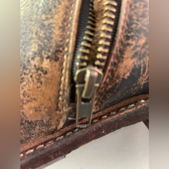 Bed Stu Cobbler Series 9” Brown Distressed Leather Zip Boot with back tie detail - Picture 15 of 16